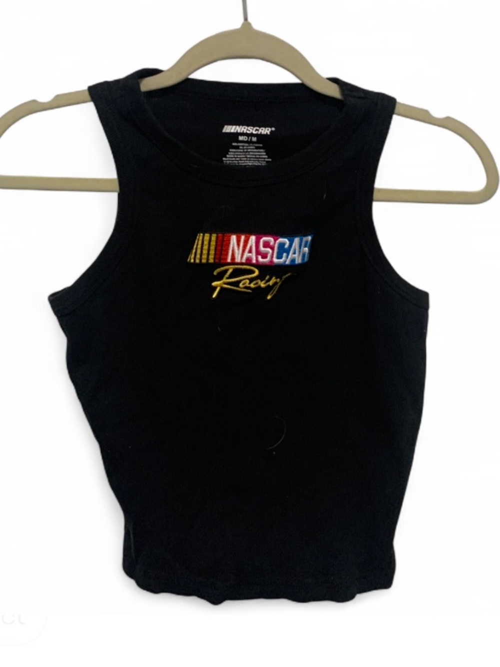 Nascar Racing Black Tank Top with Multicolor Embroidered Racing Logo